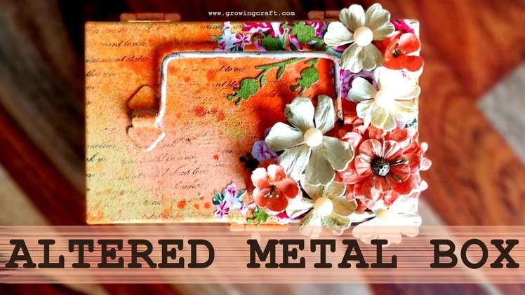 Altered metal box - decoupage technique - diy - mixed media altered art