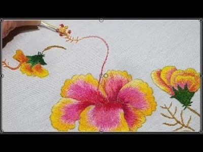 DIY Hibiscus .  Hand Embroidrey  {Hoa Dăm Bụt Thêu Tay}