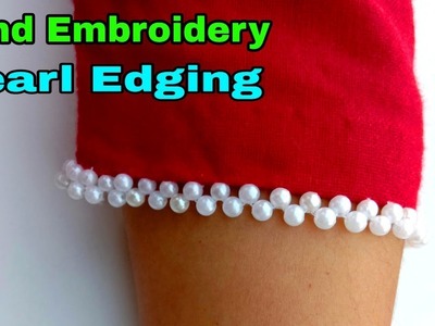 Easy beaded edging for your blouse or top dress.Hand Embroidery.Bead Embroidery