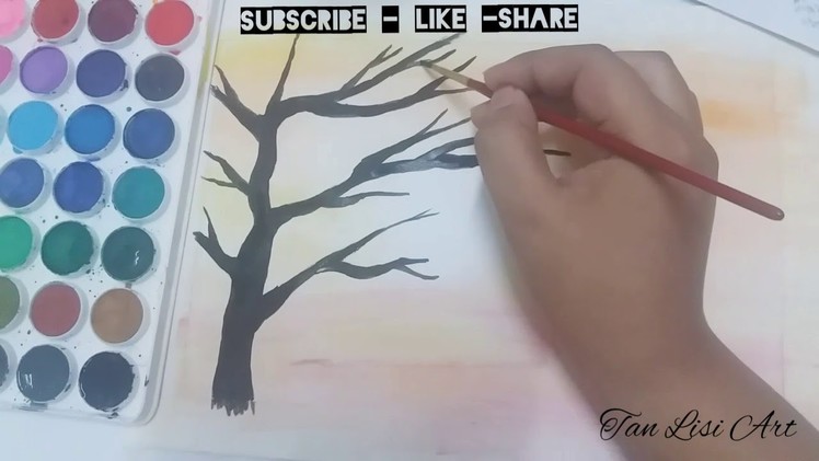 Easy Drought watercolor painting in only 5 colors #watercolor #watercolour #watercolorart #painting