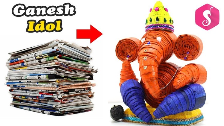 GANESH Idol Making from NEWSPAPER | Easy Ganesha Making at Home