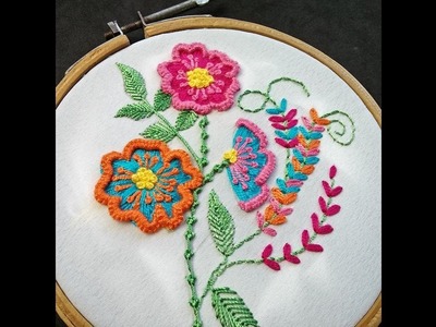 Hand Embroidery Design - Cast On Stitch Hand Embroidery | Brazilian Embroidery Flowers Tutorial