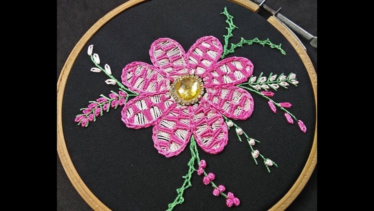 Hand Embroidery Design - Fantasy Flower Stitch | Fancy Flower Stitch | Hand Embroidery Tutorial
