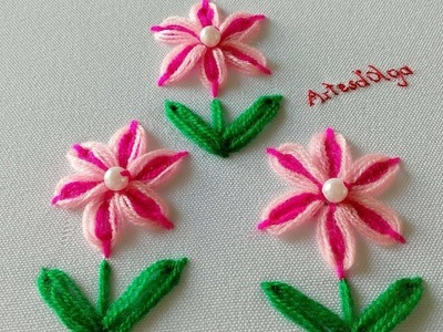 Hand Embroidery: Double Color Flowers with Ring Stitch | Artesd'Olga