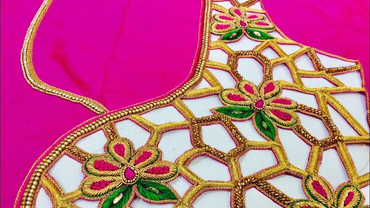 Hand embroidery in bridal blouse