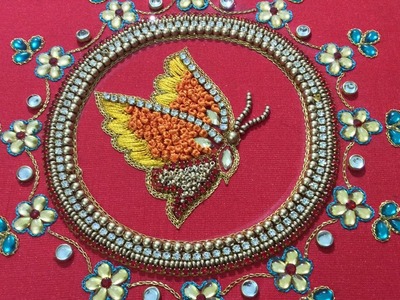 Hand embroidery in pattu pavadai