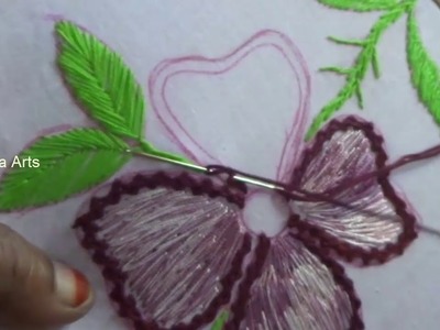 Hand Embroidery Satin Stitch Flower Design by Ammaarts