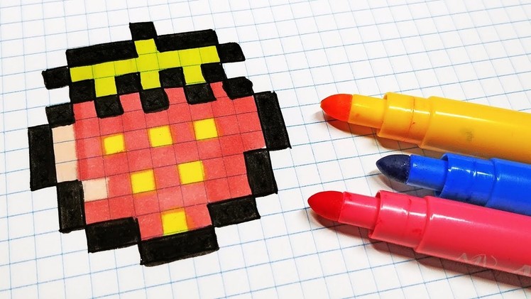 Handmade Pixel Art - How To Draw a Strawberry #pixelart
