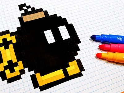 Handmade Pixel Art - How To Draw Kawaii Bomb #pixelart