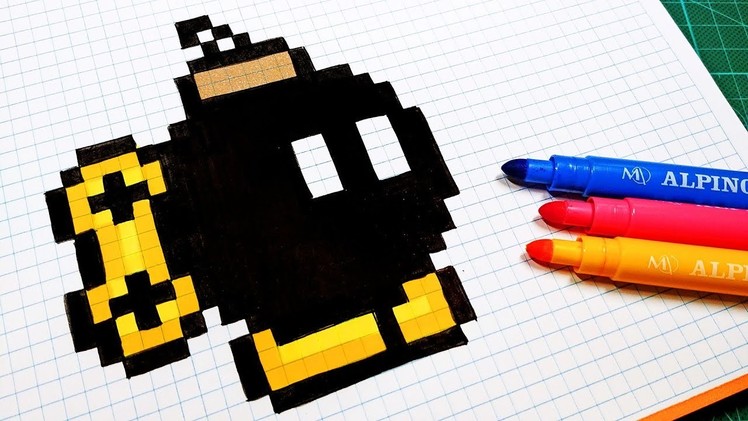 Handmade Pixel Art - How To Draw Kawaii Bomb #pixelart