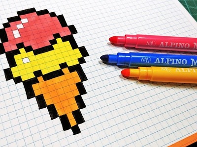 Handmade Pixel Art - How To Draw an Ice Cream #pixelart