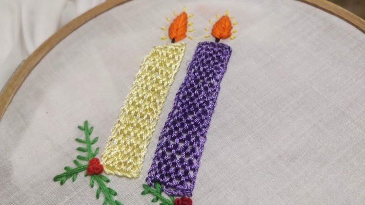 Raised Chain Stitch (Christmas Theme Hand Embroidery Work)