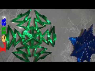 Schneeflocke basteln in Tannen Form -  How to make a snowflake - как сделать снежинку из фольги