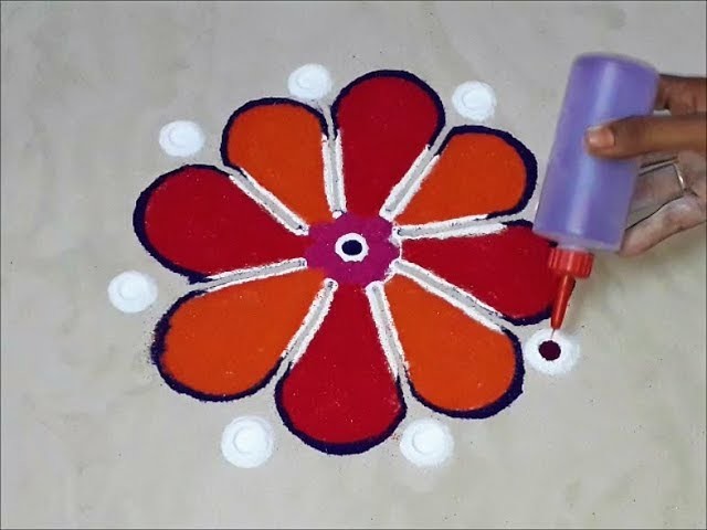 Very simple and easy flower rangoli design for diwali by Hema || rangoli design * festival rangoli