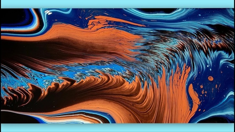 #144 Waterfall Pour in Blues and Copper