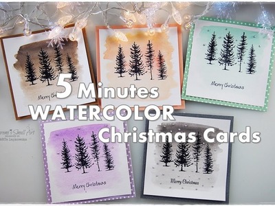 5 Minutes Easiest Watercolor Christmas Cards ♡ Maremi's Small Art ♡