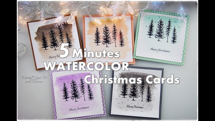 5 Minutes Easiest Watercolor Christmas Cards ♡ Maremi's Small Art ♡