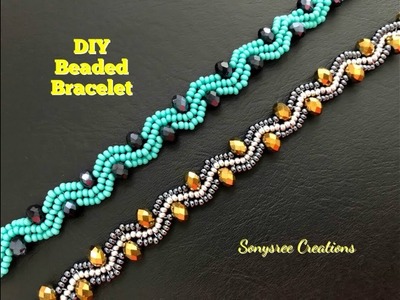 Beaded Wavy Bracelet.DIY Beaded Bracelet.How to make beaded bracelet