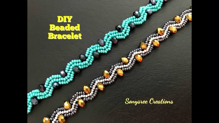 Beaded Wavy Bracelet.DIY Beaded Bracelet.How to make beaded bracelet