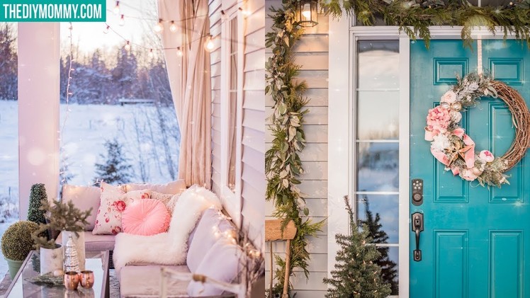 Christmas Front Porch Entryway Decor Ideas & DIY Christmas Wreath