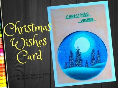Christmas Special Card Step By Step Oil Pastels Drawing !! for kids and Beginners