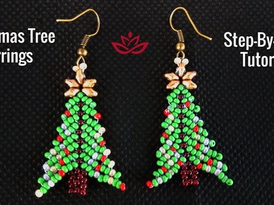 Christmas Tree Beaded Earrings -  Tutorial