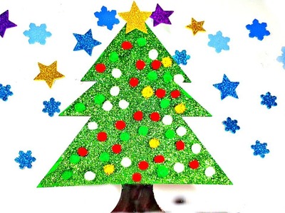 Christmas Tree Decoration Glitter Painting Wooden Ornament for Kids Magic Coloring
