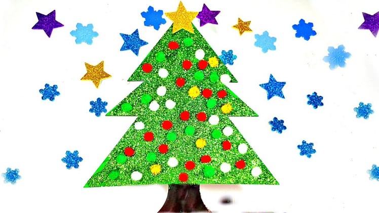 Christmas Tree Decoration Glitter Painting Wooden Ornament for Kids Magic Coloring