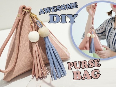 CUTE DIY TRIANGULAR PURSE BAG TUTORIAL. PU Lather Cute Pouch Zipper Bag