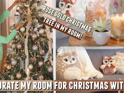Decorate For Christmas With Me. | Rose Gold Christmas Tree. Christmas Bedroom Decor 2018