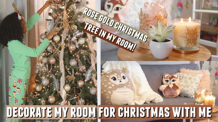 Decorate For Christmas With Me. | Rose Gold Christmas Tree. Christmas Bedroom Decor 2018