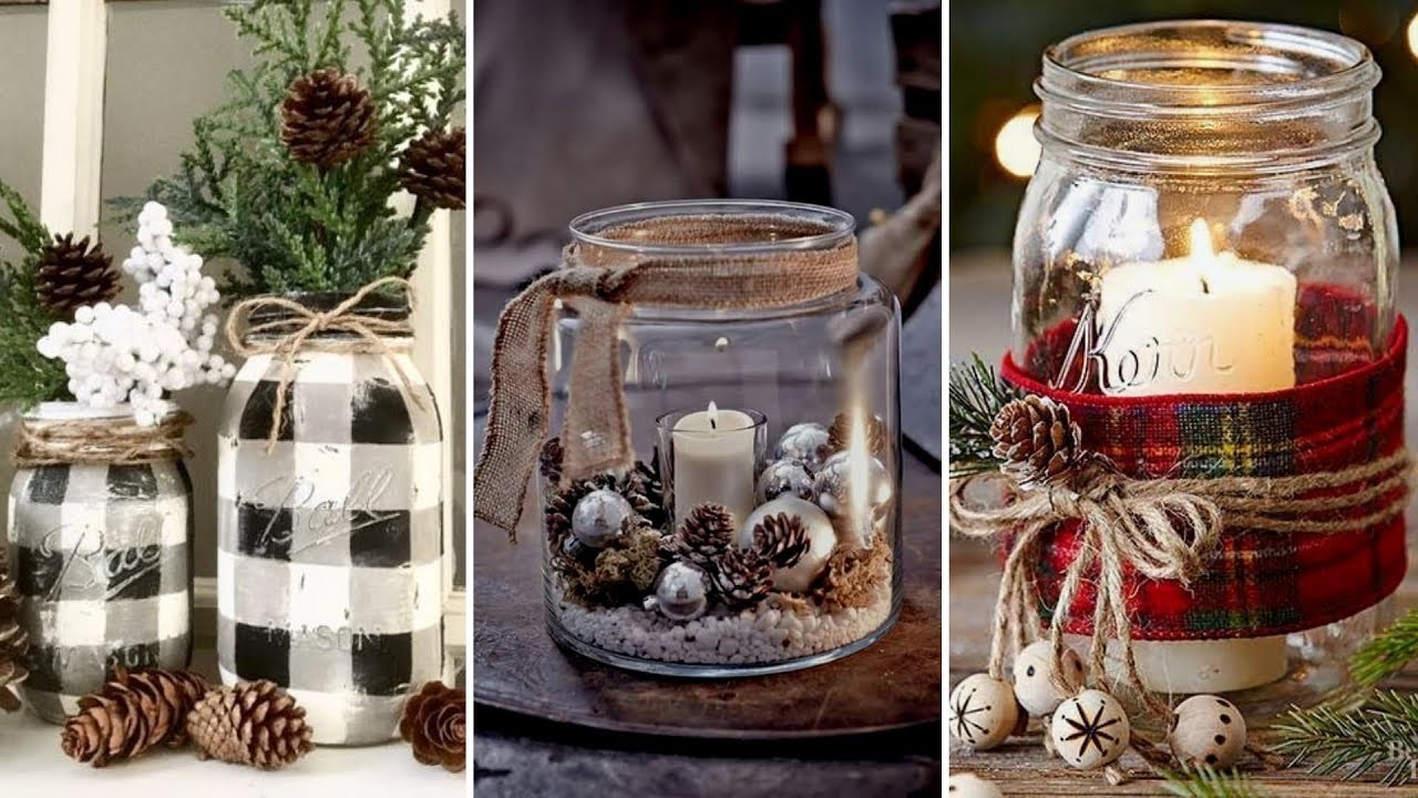 DIY Farmhouse style Christmas Mason  Jar  decor  Ideas  