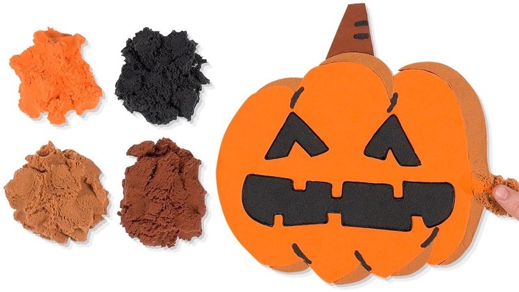 DIY Kinetic Sand Halloween Pumpkin Learn Colors for Kids
