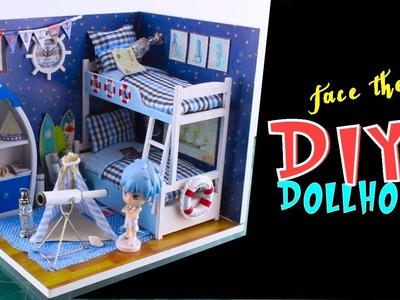 DIY Miniature Doll House Room~Nautical~Bed, Boat cabinet, Tee pee, Telescope, Boy Doll~Face the Sky