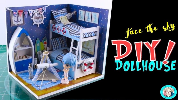 DIY Miniature Doll House Room~Nautical~Bed, Boat cabinet, Tee pee, Telescope, Boy Doll~Face the Sky