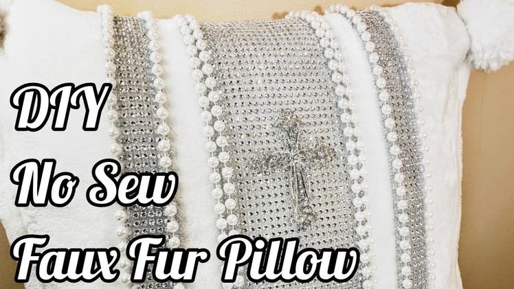 DIY No Sew Glam White Faux Fur Pillow| DIY Restoration Project| Day 9