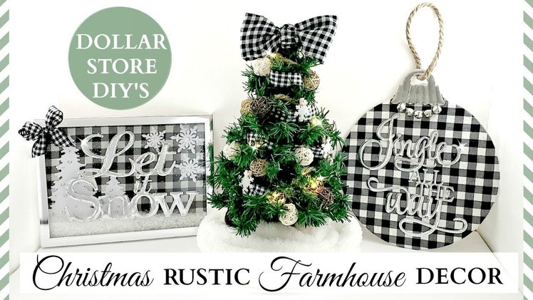 Dollar Store DIY's ~ Rustic Christmas Farmhouse Decor ~ Black & White Buffalo Check Theme!