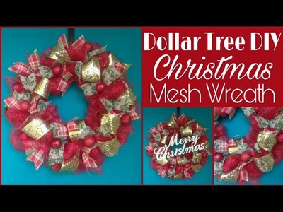 Dollar Tree Mesh Christmas Wreath • simple and affordable