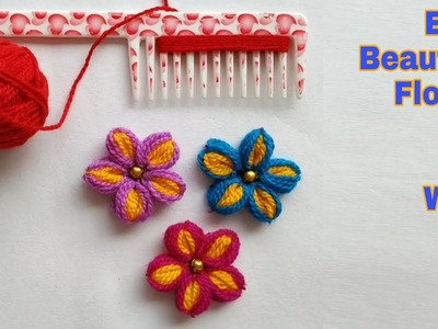 Easy Flower Making Out Of Wool and Comb. Woolen Flower Making