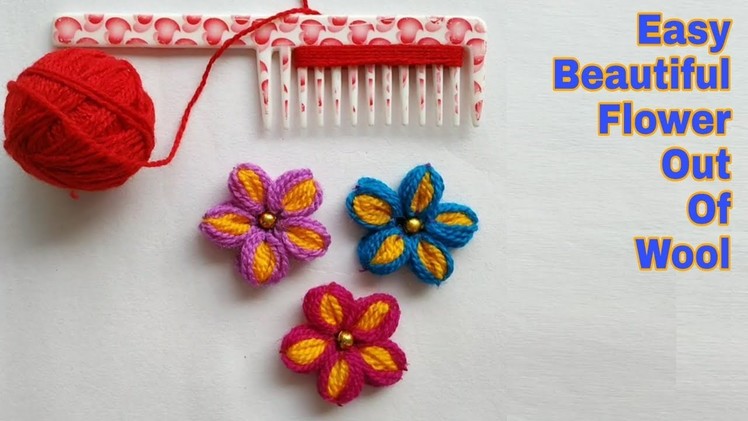 Easy Flower Making Out Of Wool and Comb. Woolen Flower Making
