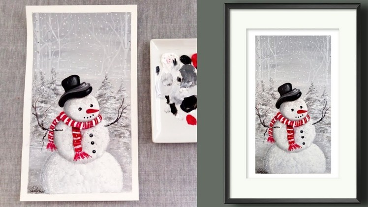 Easy Snowman Painting - Acrylic Painting Demonstration - Easy in Acrylics - Christmas Day #3
