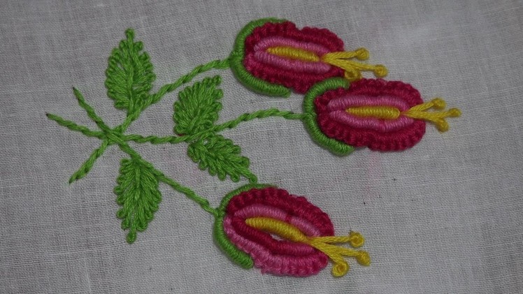 Hand Embroidery : Brazilian Embroidery : Cast on Stitch & Bullion Knot Stitch