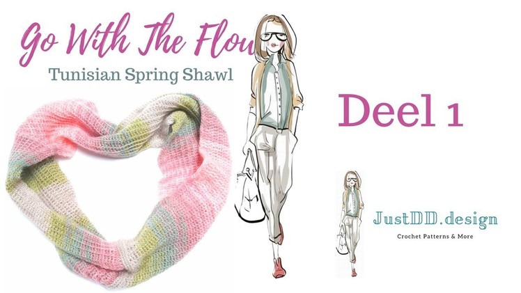 Hoe haak je de Go With The Flow Tunisch gehaakte shawl. Deel 1 stap voor stap tutorial