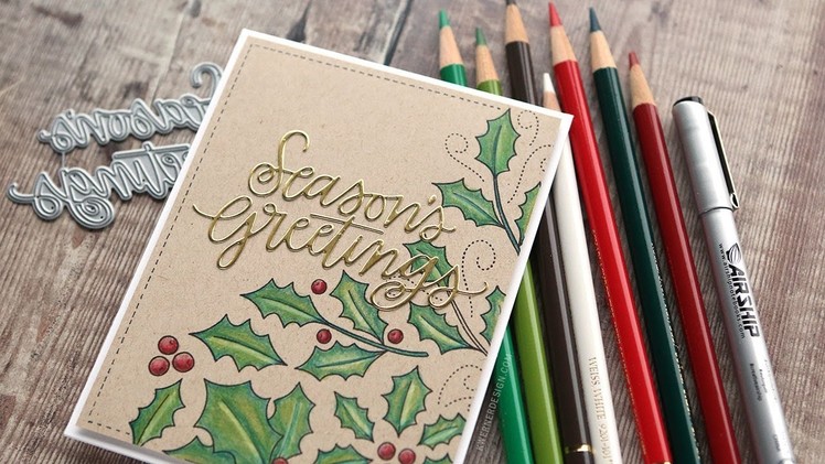 Holiday Card Series 2018 - Day 24 - Colored Pencils on Kraft Cardstock