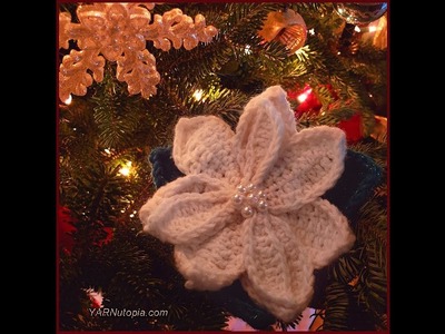 How to Crochet Tutorial: DIY Poinsettia Flower with Pearls by YARNutopia