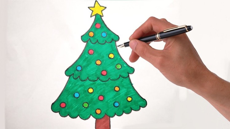 How To Draw The Christmas Tree ! Easy And Cute Art On Paper For Kids ! Step By Step Tutorial