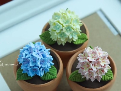 How To Make Hydrangea Clay Flower | DIY Flower Tutorial