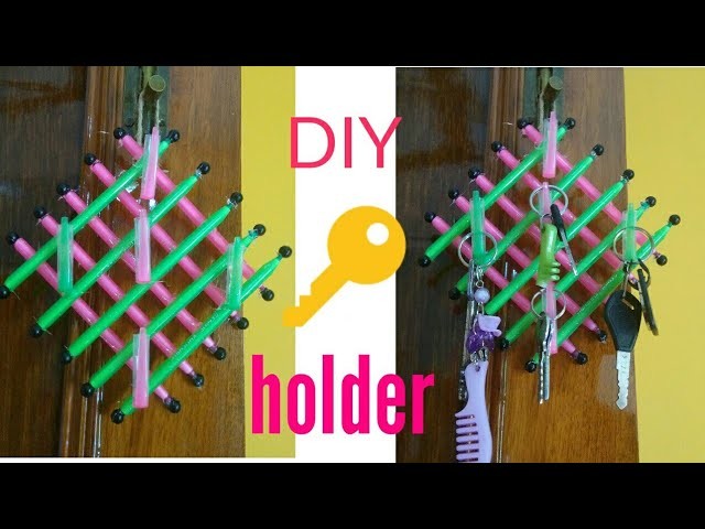 How to make key holder from waste pens || easy DIY || LIFE WITH SAAN