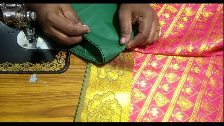 Invisible fall stitch in silk saree