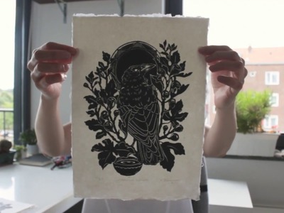 Linocut carving and printing - short film by Maarit Hänninen